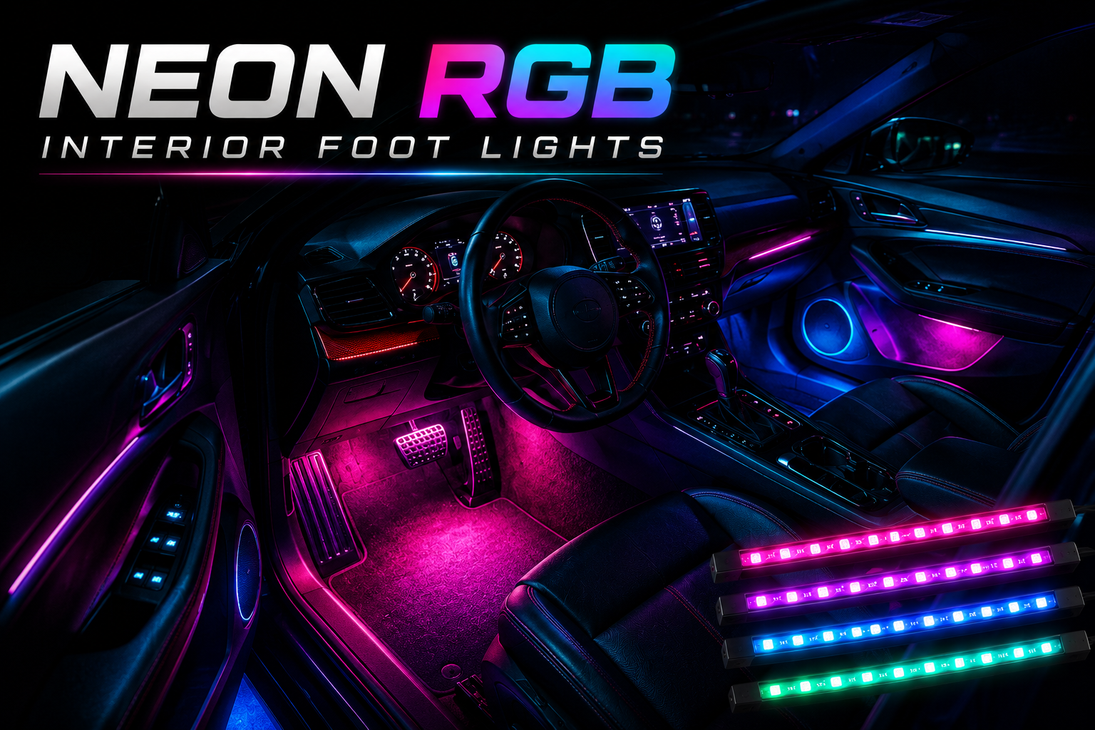 Neon RGB Interior Foot Lights | Remote Music APP Control