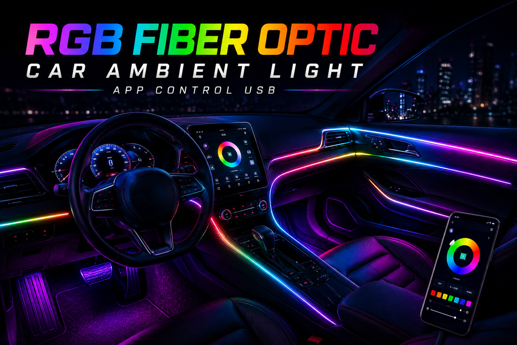 RGB Fiber Optic Car Ambient Light | App Control USB Car Interior Lighting