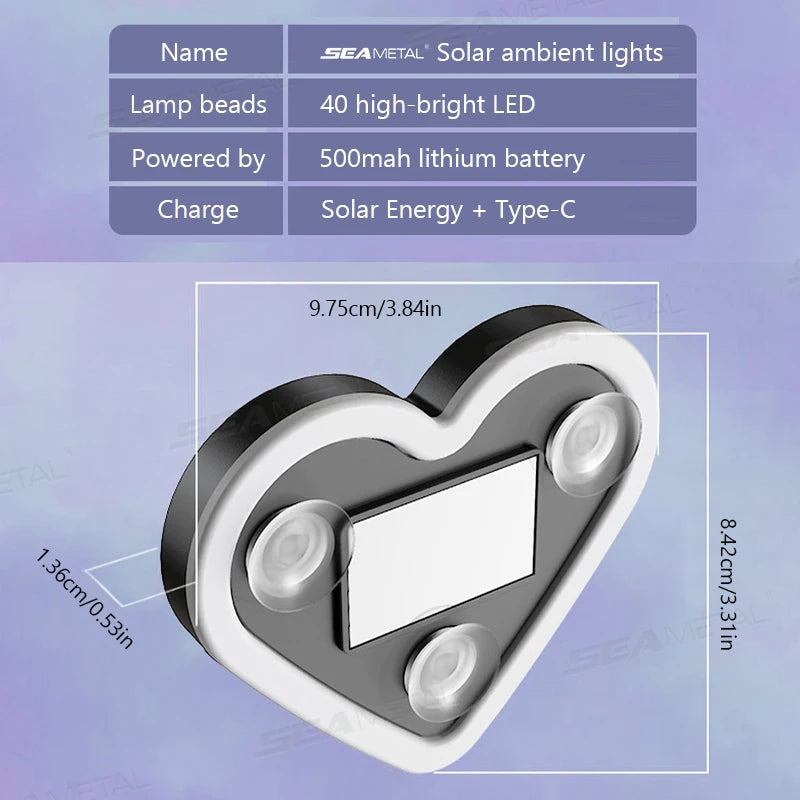 Universal LED Solar Heart-shaped Light Car Window