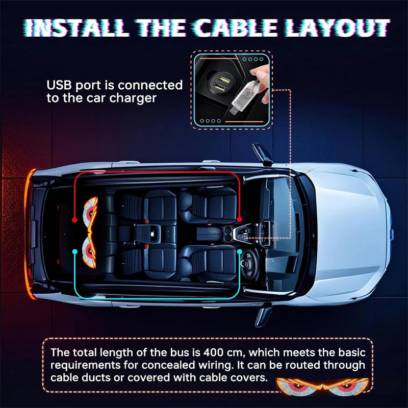 USB Dynamic Car Eyes Light Car Windshield Dynamic LED