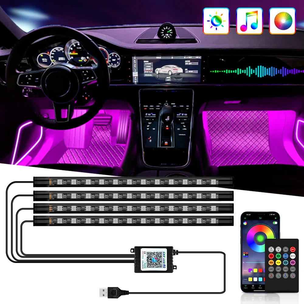 Neon RGB Interior Foot Lights | Remote Music APP Control
