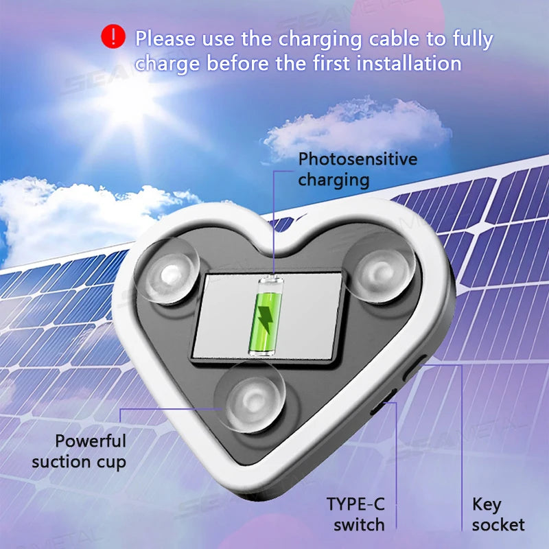 Universal LED Solar Heart-shaped Light Car Window