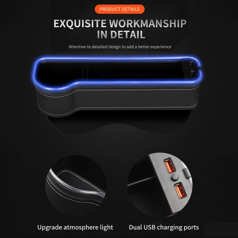LED Car Seat Gap Filler Cup & Holder with USB charging
