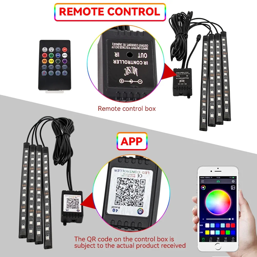 Neon RGB Interior Foot Lights | Remote Music APP Control